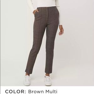 LOFT Brown/Multi Plaid High Waist Slim Pants Curvy